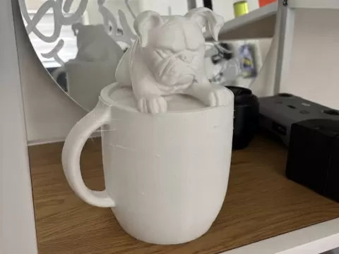 Whimsical Bulldog in a Cup - Pawsitively Adorable!