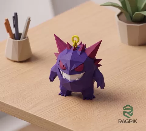 Low Poly Gengar Pokémon Keychain