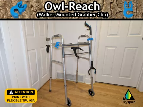 Owl-Reach (Walker‑mounted grabber clip)