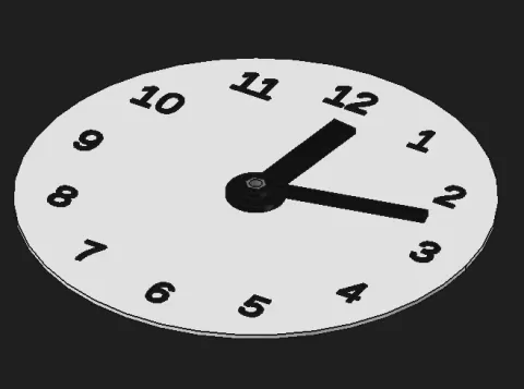A clock face with movable hands for learning to tell time