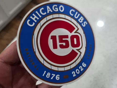 Chicago Cubs 150th anniversary pinstripe logo