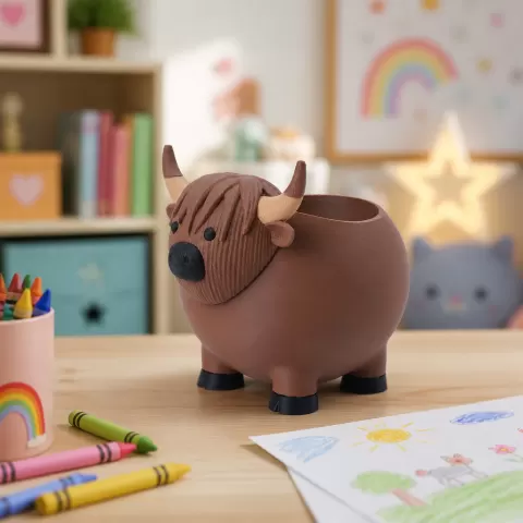 Highland Cow Desk Organizer