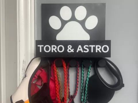 Custom Pet Leash Organizer with Shelf