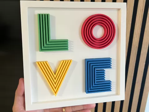 Layered LOVE Wall Art – Modern Geometric 3D Decor