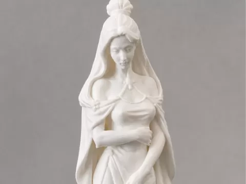 Elegant Veiled Fantasy Woman Display Statue Model