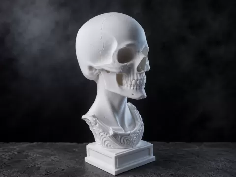 Anatomical Skull Bust with Ornamental Base
