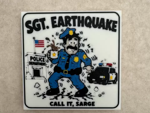 SGT. Earthquake – Funny Police Coaster