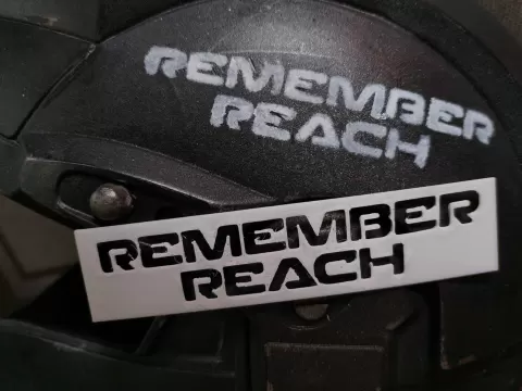 Remember Reach text stencil for cosplay