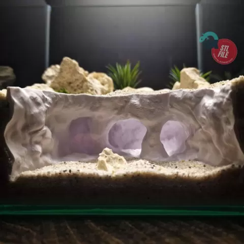 Aquarium Terrarium Cave Hide, Buried Underground Shelter, Bottom Dweller Refuge, Aquascape Decor Retreat by Aquireef3D