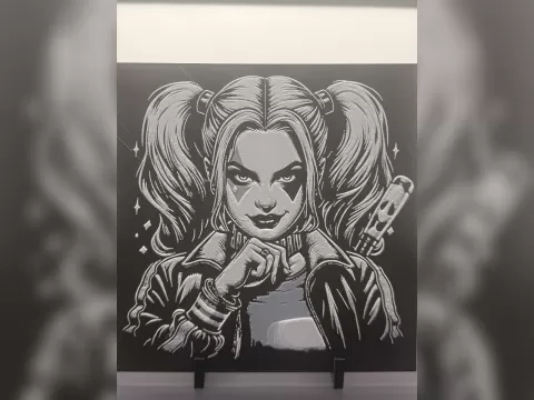 Harley Quinn Monochrome HueForge Print