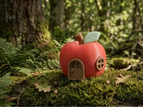 Tiny Cozy Apple House Fairy Cottage Figurine