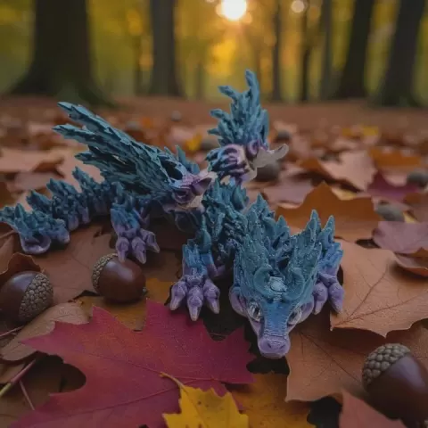 Glass Eye Harvestmoon Dragon Baby Articulated Flexible by The Dragon's Den