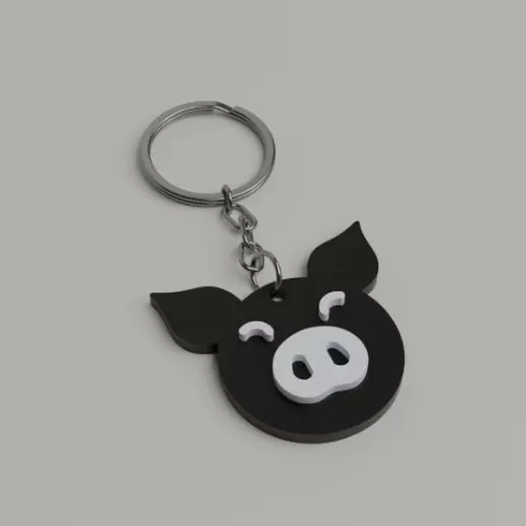 Pig Head Keychain STL