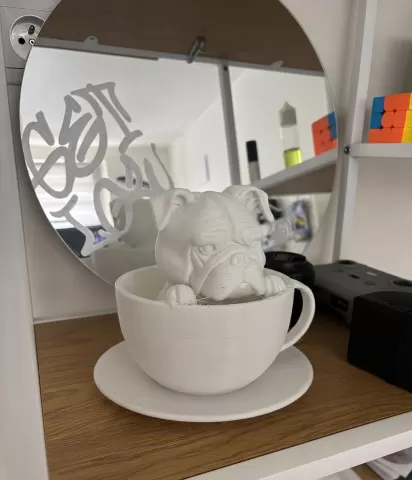 Pawsitively Adorable: Bulldog in a Cup!