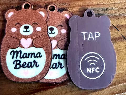 Mama Bear NFC Keychain | 25mm NFC Tag Holder