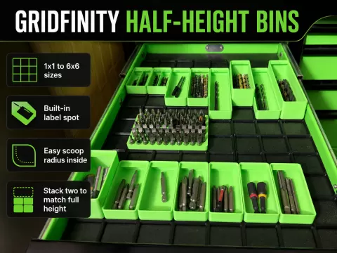 Gridfinity Half-Height Storage Bins