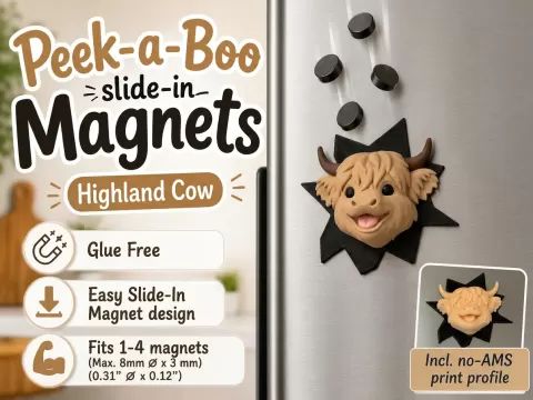 Highland Cow Peek-a-Boo Slide-In Magnet