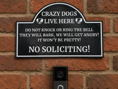 No Soliciting Sign - Crazy Dogs Live Here