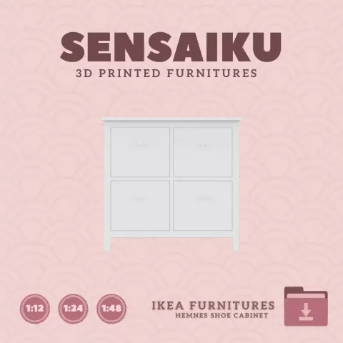 Miniature Replica HEMNES Shoe Cabinet for Miniature Dollhouse - IKEA (1:12,24,48)