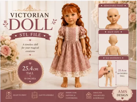 Victorian Doll 25.4cm Art Doll Removable Head