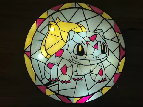 Bulbasaur Pokemon Stained Glass Lightbox Suncatch