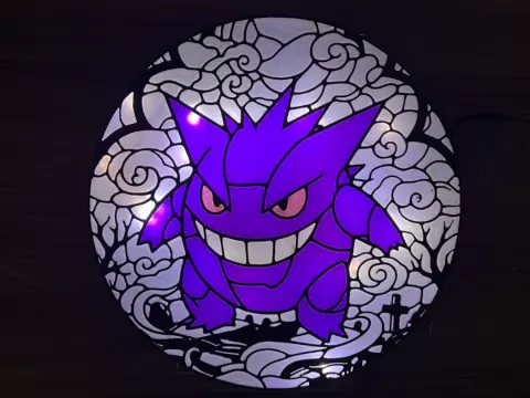 Gengar Pokemon Stained Glass Lightbox & Suncatcher