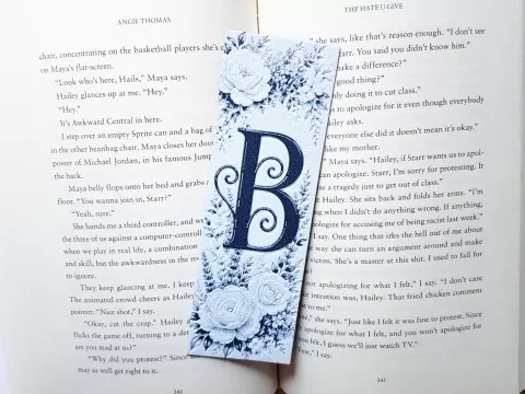 Bookmark, Monogram B, Floral Background, Hueforge