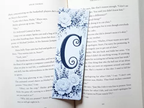 Bookmark, Monogram C, Floral Background, Hueforge