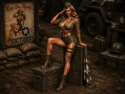 WW2 soldier pinup girl 10cm