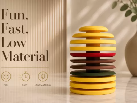 Geometric Stackable Burger | Fidget & Easy Print
