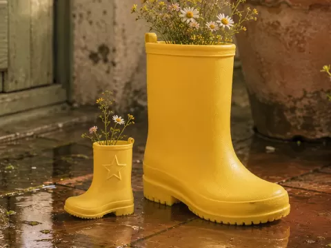 Cute Rain Boot Planter & Decorative Flower Vase