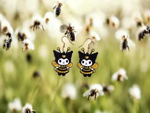 Kuromi fairy bee earrings