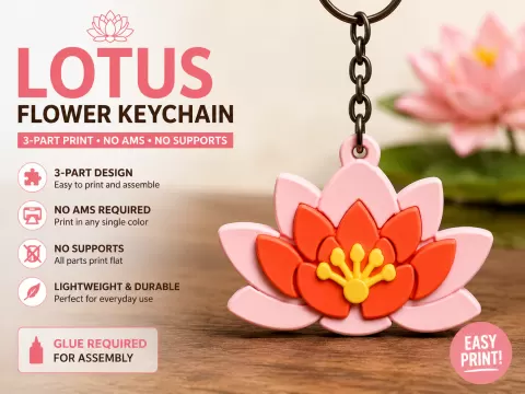 Lotus Flower Keychain | No AMS Easy Print