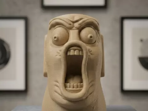Rock LOL Meme Head — Rage Face Statue