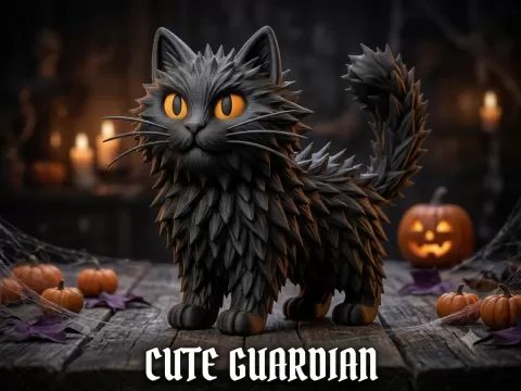 Gato Negro Halloween 3D Erizado 15cm