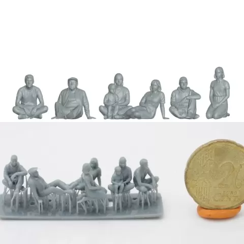 Picnic Tourist Figure Set – 6 h0 scaled Miniatures (1/87 pre-supported) - 1/76 & 1/72 Scale by 3Drifter-Miniatures