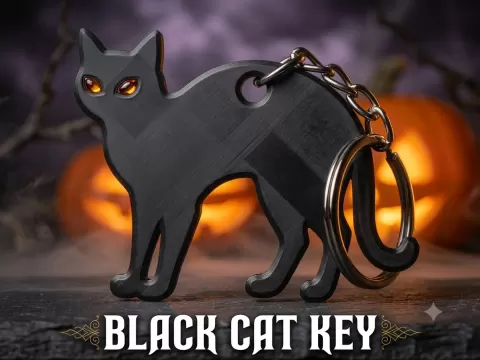 Gato Negro Halloween Llavero 3D