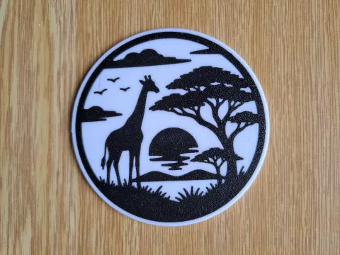 Safari Giraffe Sunset Coaster
