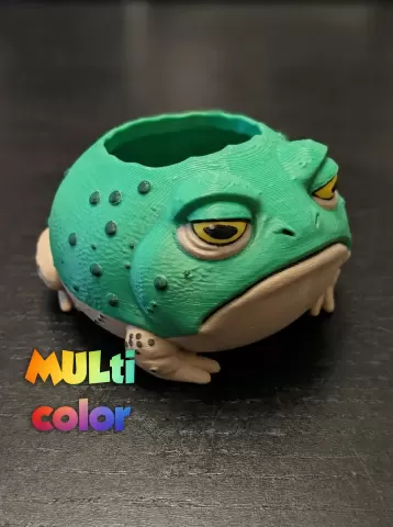 Grumpy Toad Planter Multi-Color 3MF | Garden Decor | Bambu Ready