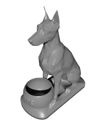 Geometric Doberman Tip Jar - Low Poly Style