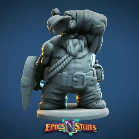 Dwarven Miner Miniature- Pre-Supported