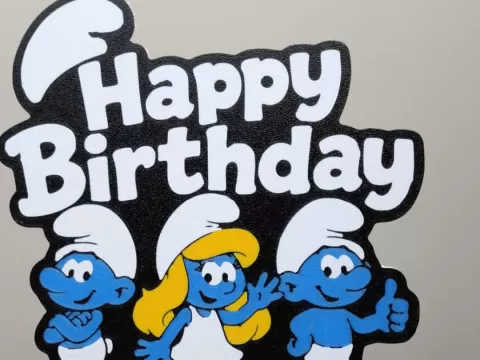 Happy Birthday Smurfs Cake Topper