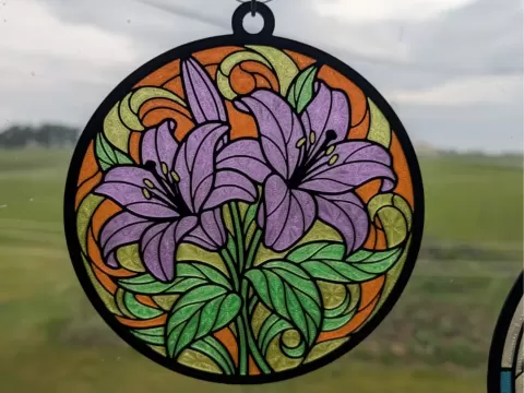 Purple Lilies Sun Catcher