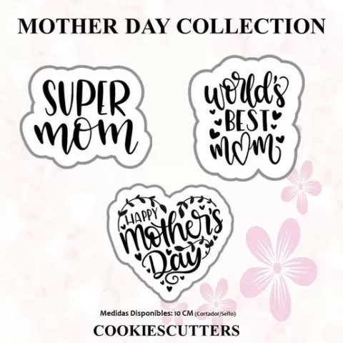 Set of 3 Mothers Day Cookie Cutters 10CM / 3 Set 10 CM Mothers Day Cookie Cutters