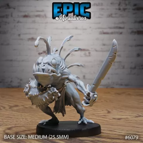 Angler Fish Savage Sword / Underwater Warrior / Water Bandit / Anglerfish Creature / Aqua Villager Beast / Sea Fighter / Ocean Encounter by Epic-Miniatures