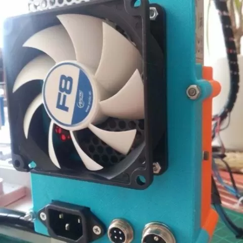 MEAN WELL RS-150-12 Power supply case with 80mm fan and dc-dc LM2596 bucket converter