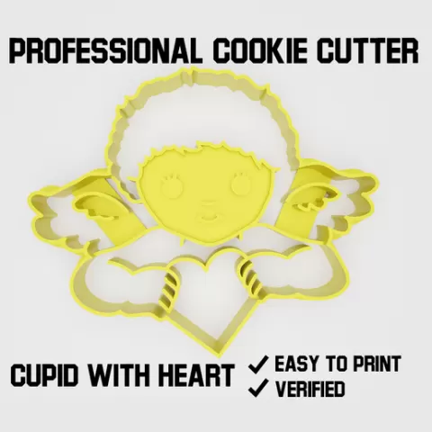 Cupid with heart cookie cutter