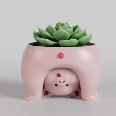 Charming Piggy Succulent Planter Digital STL File - Adorable Animal-Themed 3D Printable Planter for Succulents or Small Plants - DIY Decor