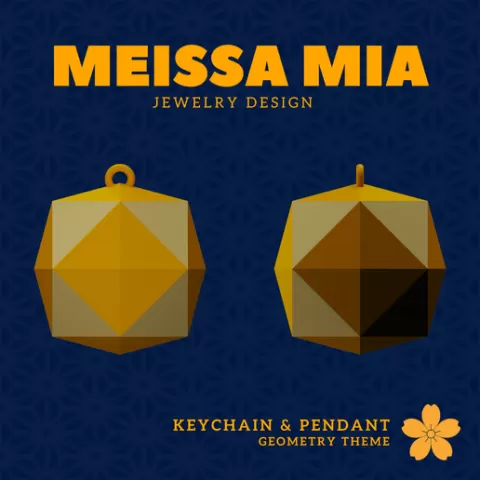 19. Tetrakis Cuboctahedron Keychain – 30. Derived Solids Pendant and Keychain - 3D Print File for Geometric Keychain & Pendant - Girl's Fashion Accessories