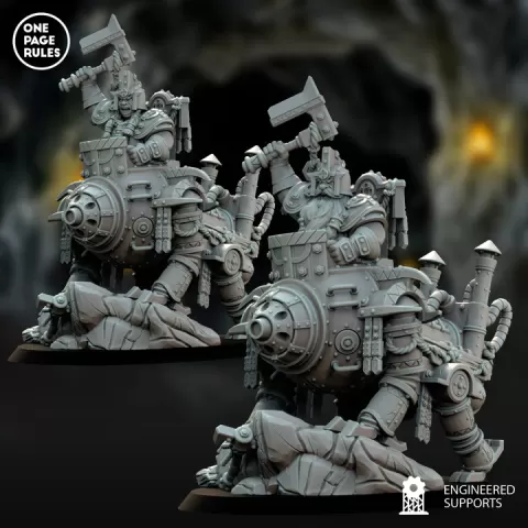 Dwarf Champion on Beast Construct - Dwarves by One Page Rules